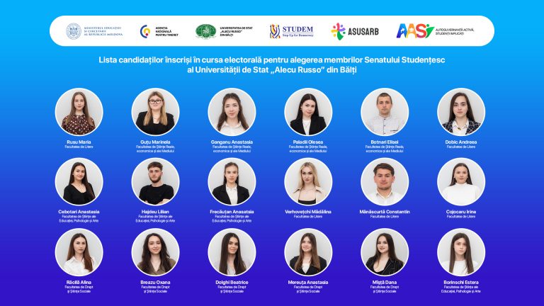 📢 Lista candidaților admiși în cursa electorală pentru Senatul Studențesc USARB